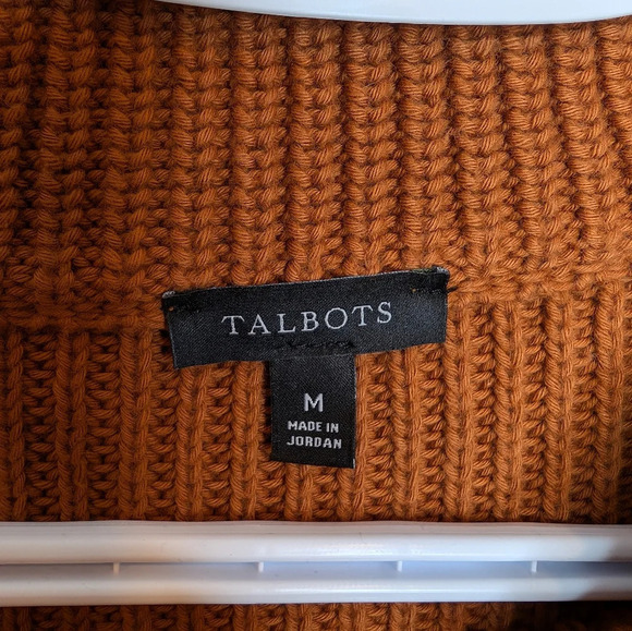 TALBOTS Brown  Scoop Crew Neck Patterned Knit 100% Cotton Sweater Womans Medium - Picture 3 of 7